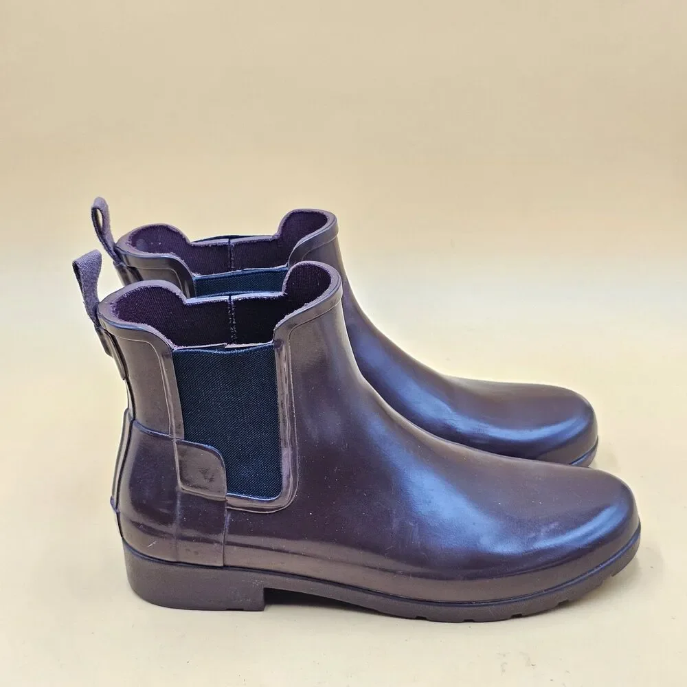 Hunter Original Chelsea Rain Boots Gloss Burgundy Maroon Women's Size 6